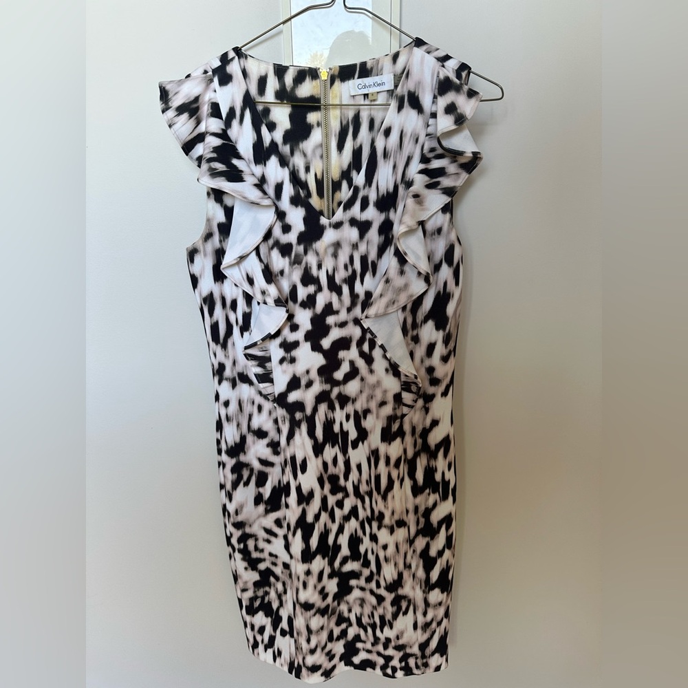 Calvin Klein Black and White Animal Print Mini Dress